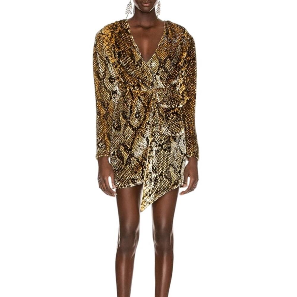 Retrofete (Retrofête) Eleanor Gold Snake Print Dress New With Tags Size XS